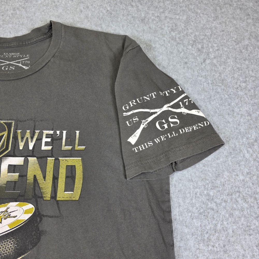Grunt Style Golden Knights This We'll Defend T-Shirt Men's Size XL Gray Hockey - Picture 7 of 9